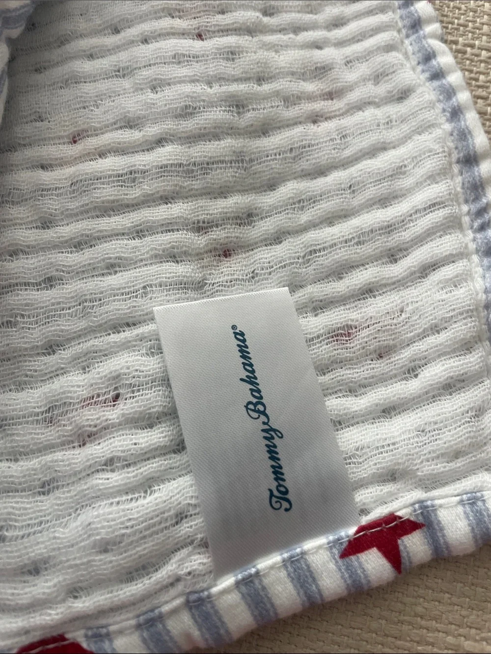 Tommy Bahama Blue & White Striped with star tea towel
